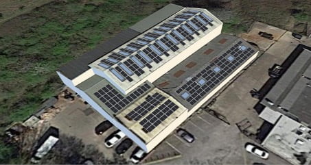 HSM Engineering Ltd's roof covered with 209 solar panels for sustainable manufacturing.